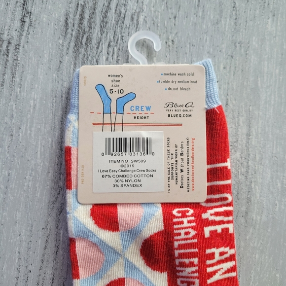 2/$15 I Love An Easy Challenge Crew Socks - Picture 3 of 3